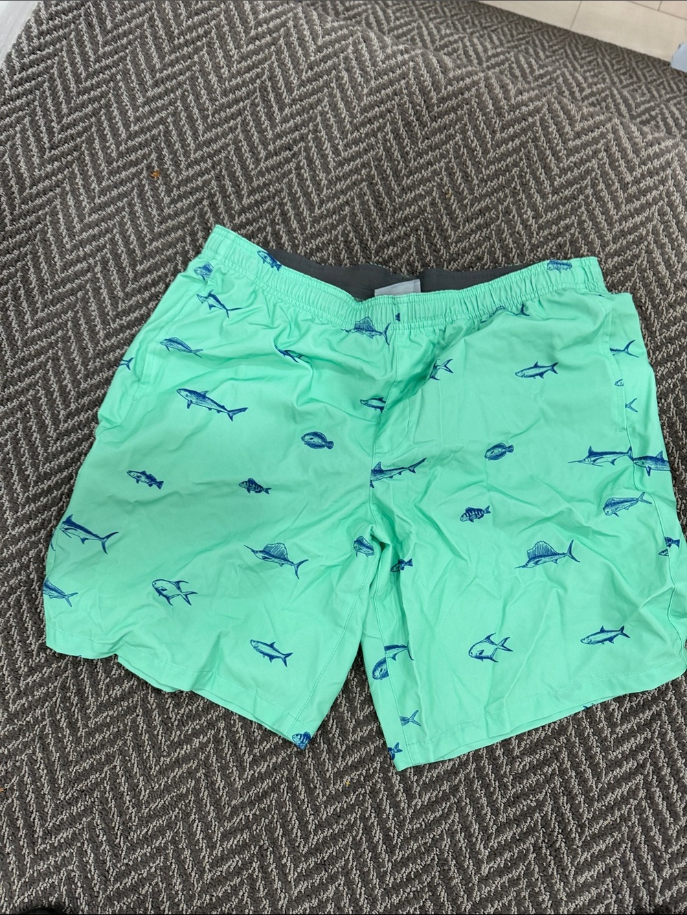 Field & Stream Mint Green Swim Trunks with Blue Fish Motif